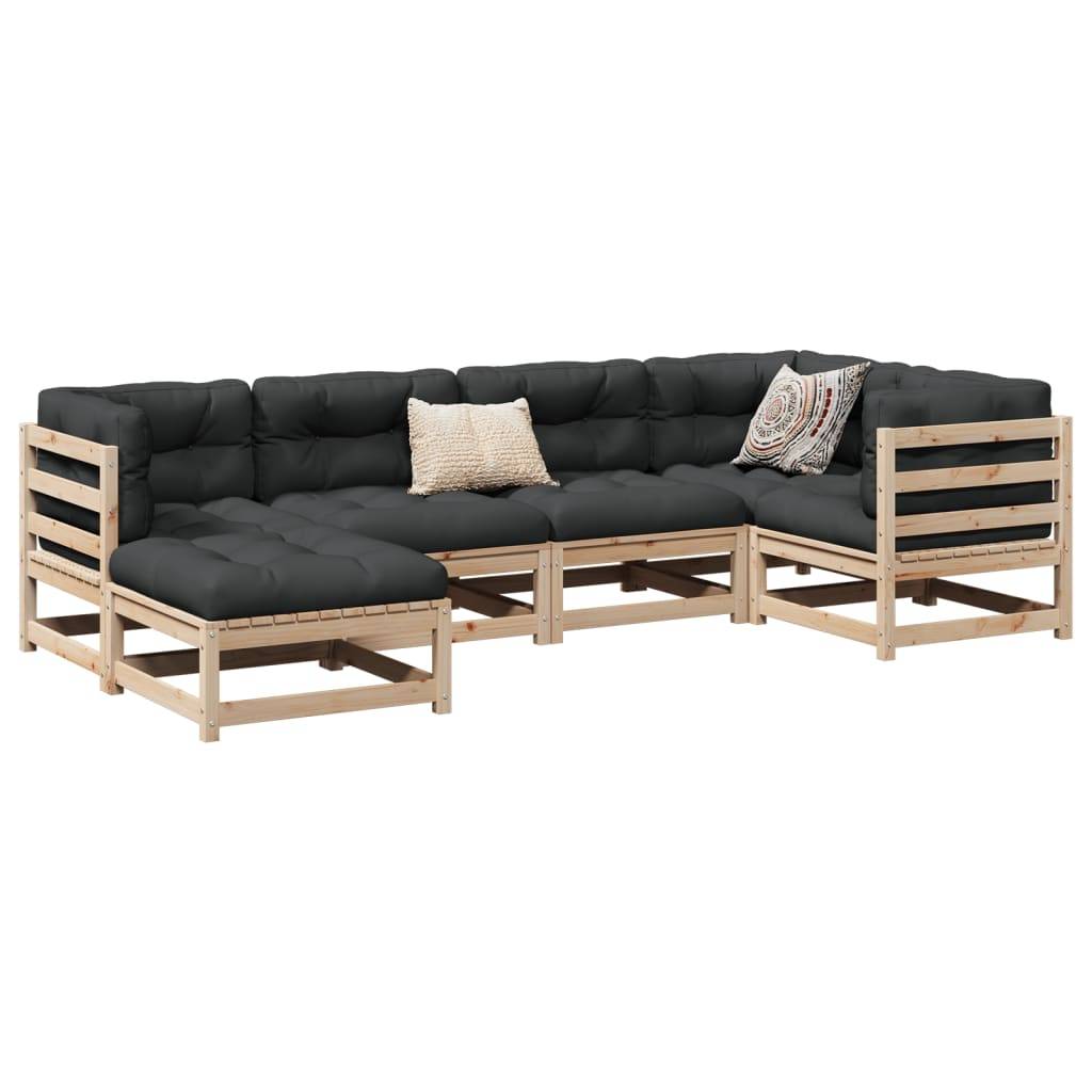 vidaXL 6-tlg. Garten-Sofagarnitur Massivholz Kiefer