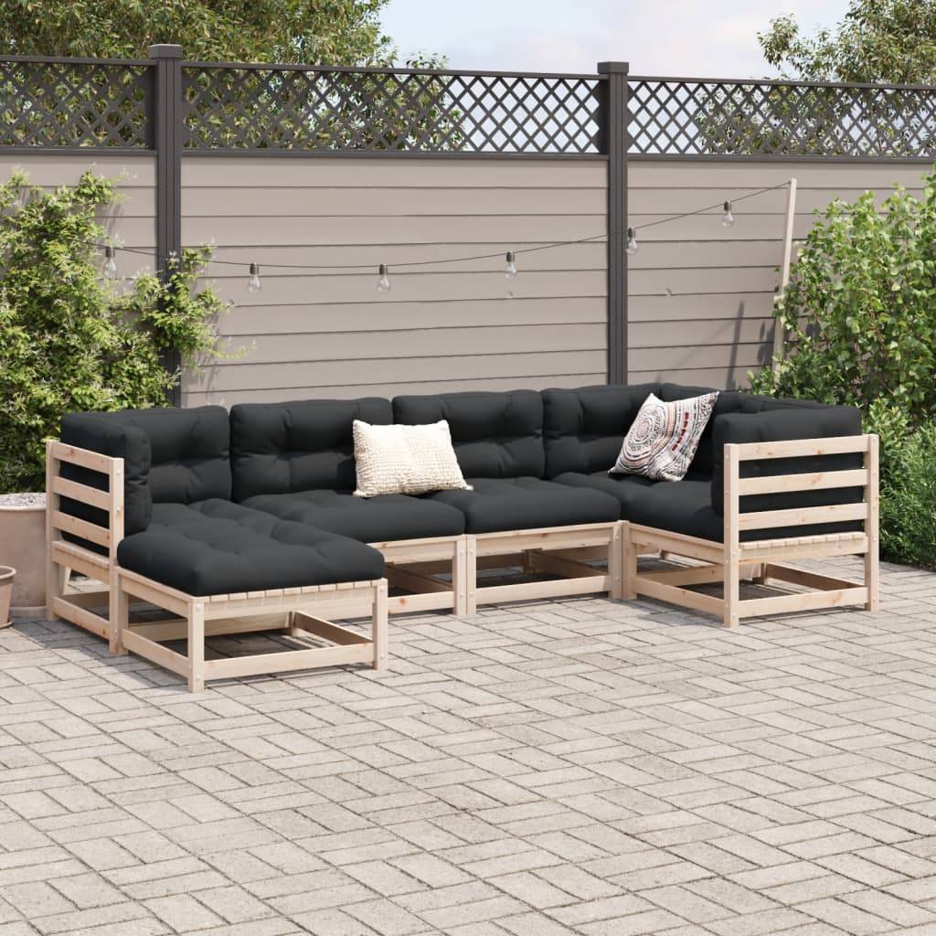 vidaXL 6-tlg. Garten-Sofagarnitur Massivholz Kiefer
