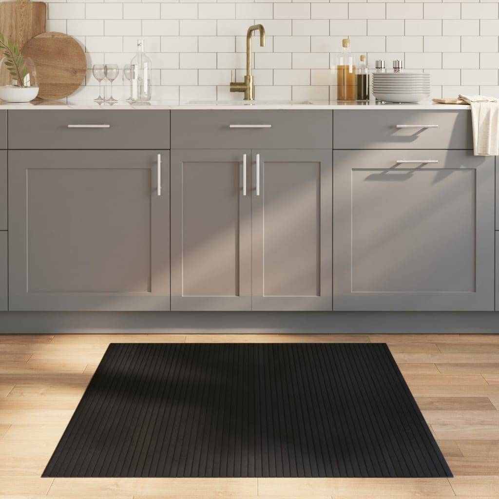 vidaXL Teppich Rechteckig Schwarz 100x100 cm Bambus