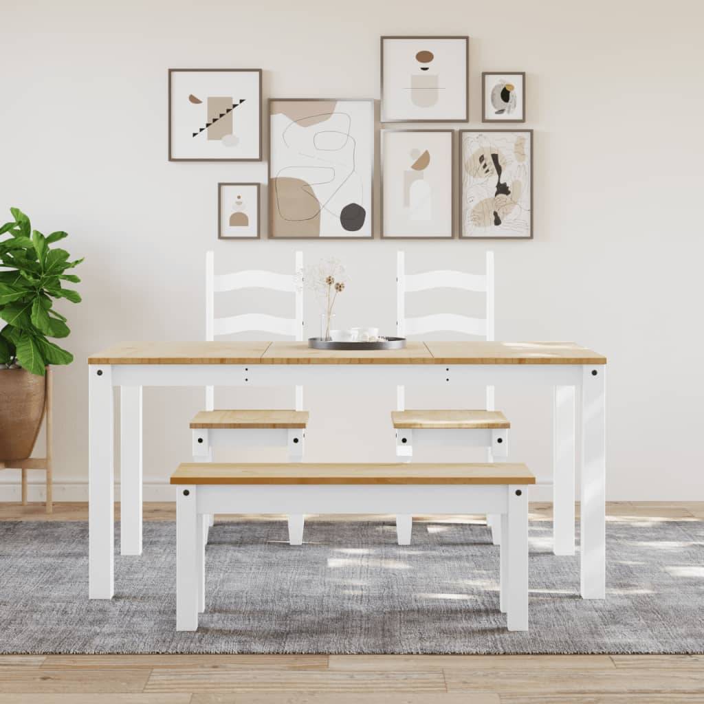 vidaXL Essbank Panama Weiß 105x30x45 cm Massivholz Kiefer