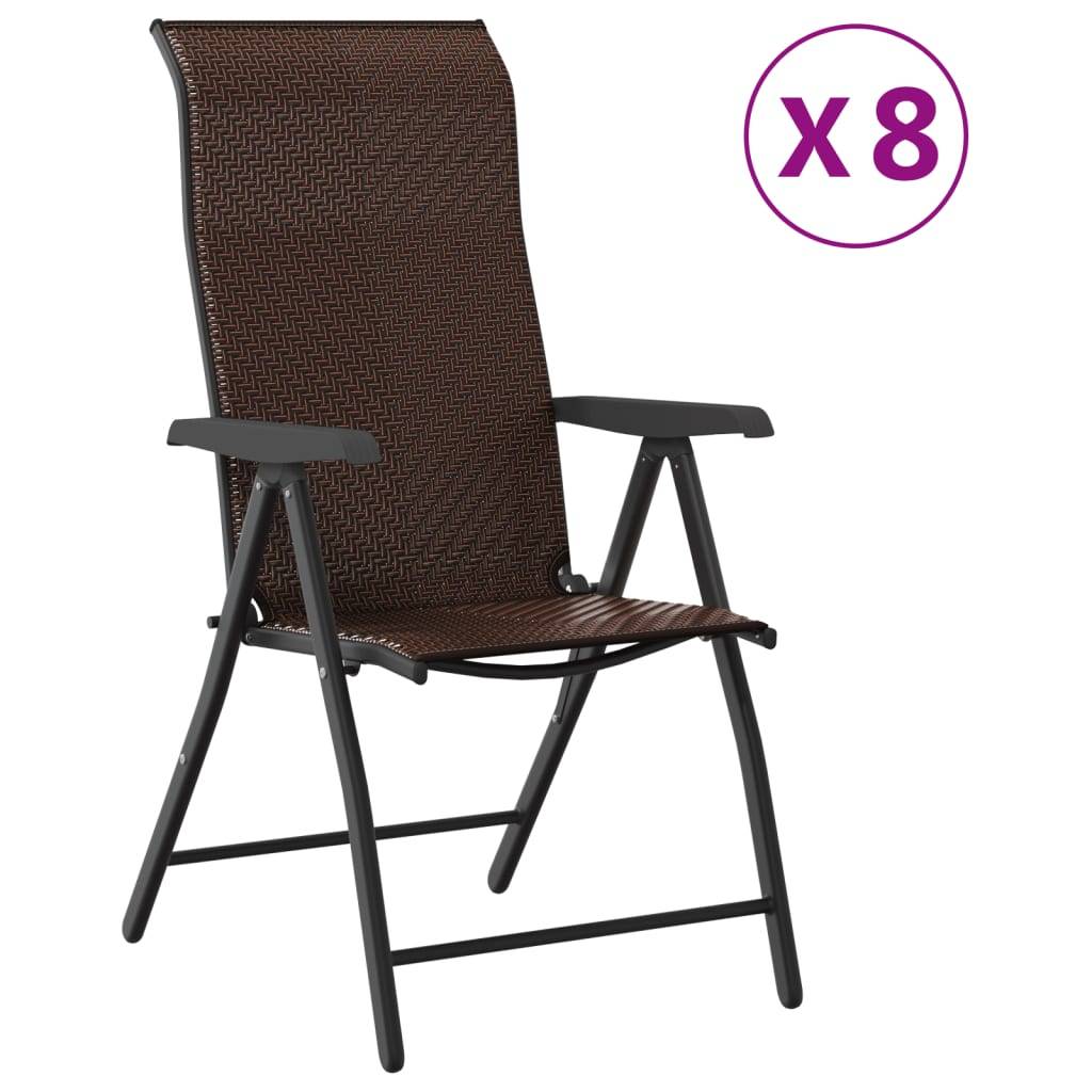 vidaXL Gartenstühle 8 Stk. Klappbar Braun Poly Rattan