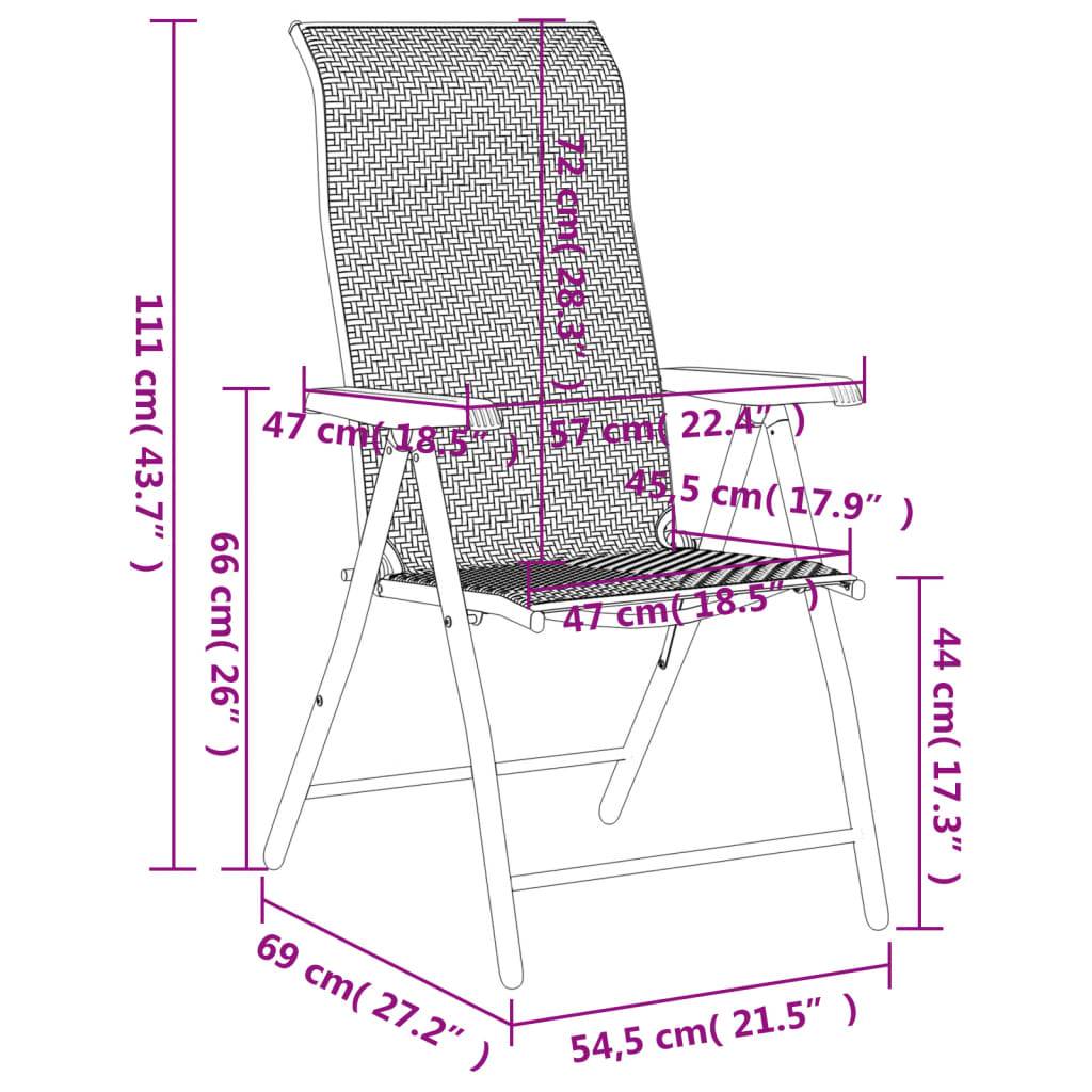 vidaXL Gartenstühle 8 Stk. Klappbar Braun Poly Rattan