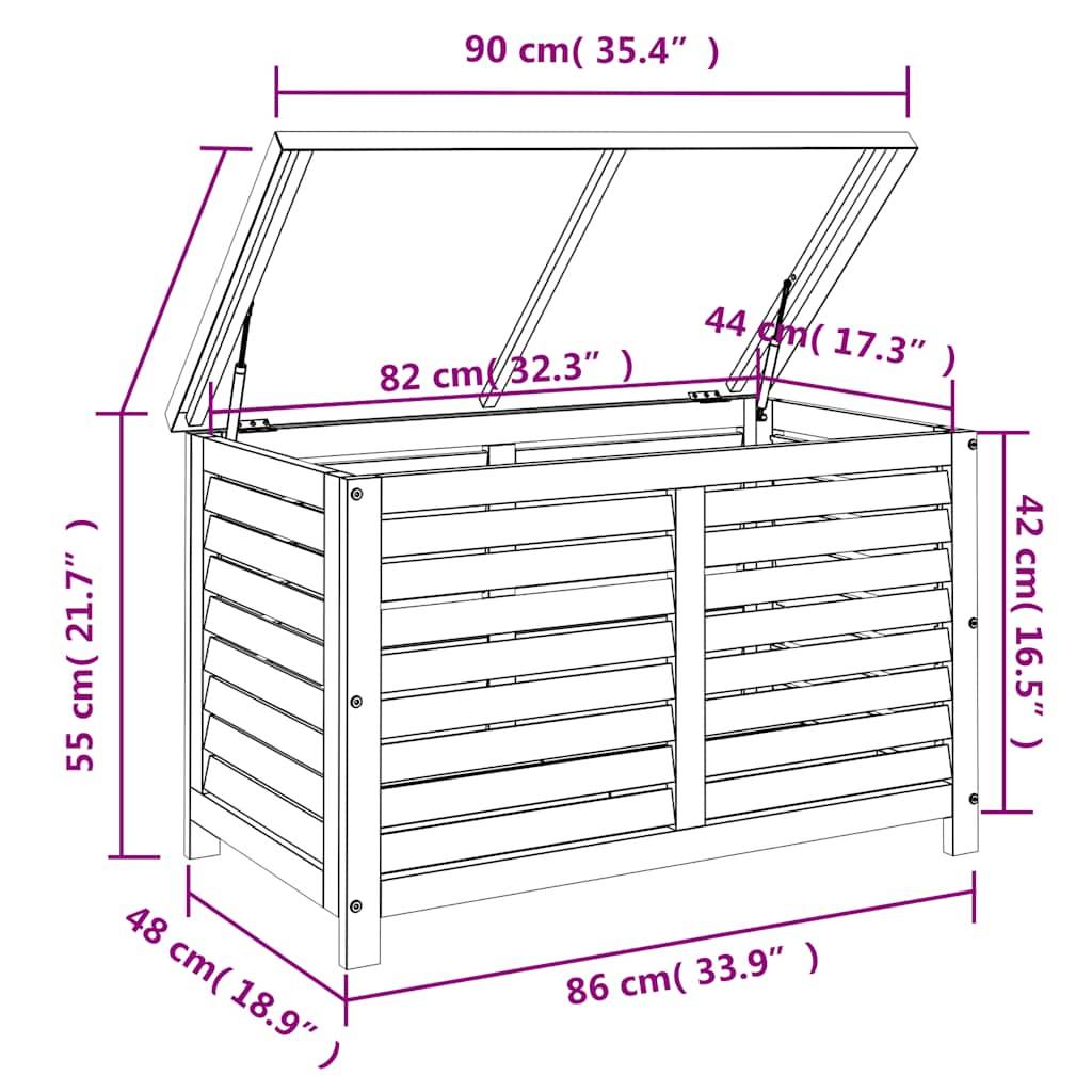 vidaXL Gartenbox 90x48x55 cm Massivholz Eukalyptus