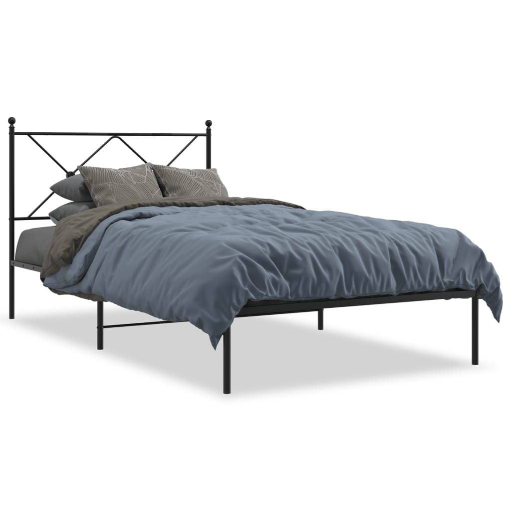 vidaXL Bettgestell mit Kopfteil Metall Schwarz 100x200 cm