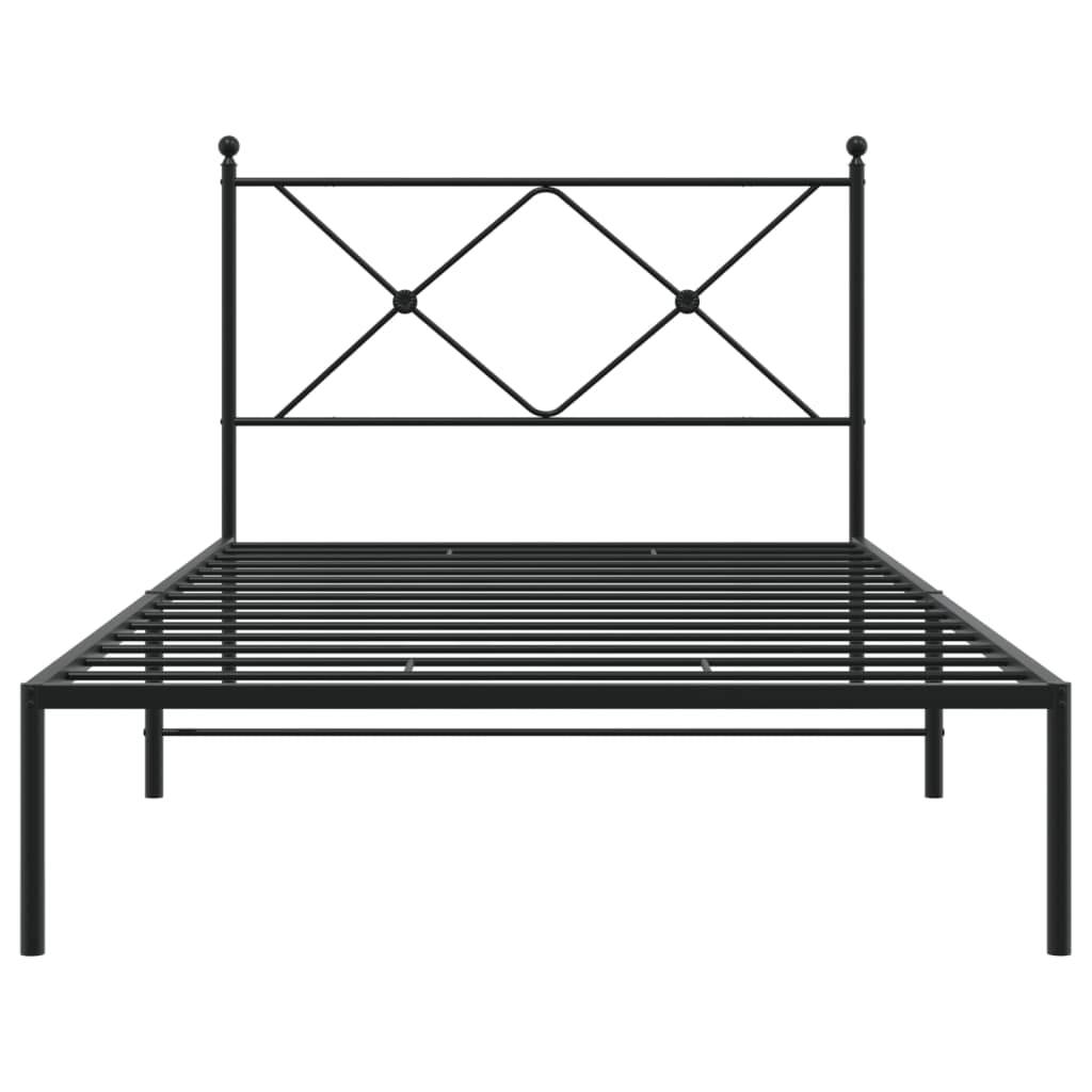 vidaXL Bettgestell mit Kopfteil Metall Schwarz 100x200 cm