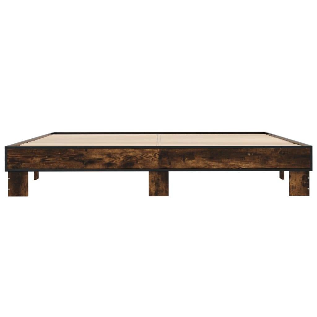 vidaXL Bettgestell Räuchereiche 160x200 cm Holzwerkstoff und Metall