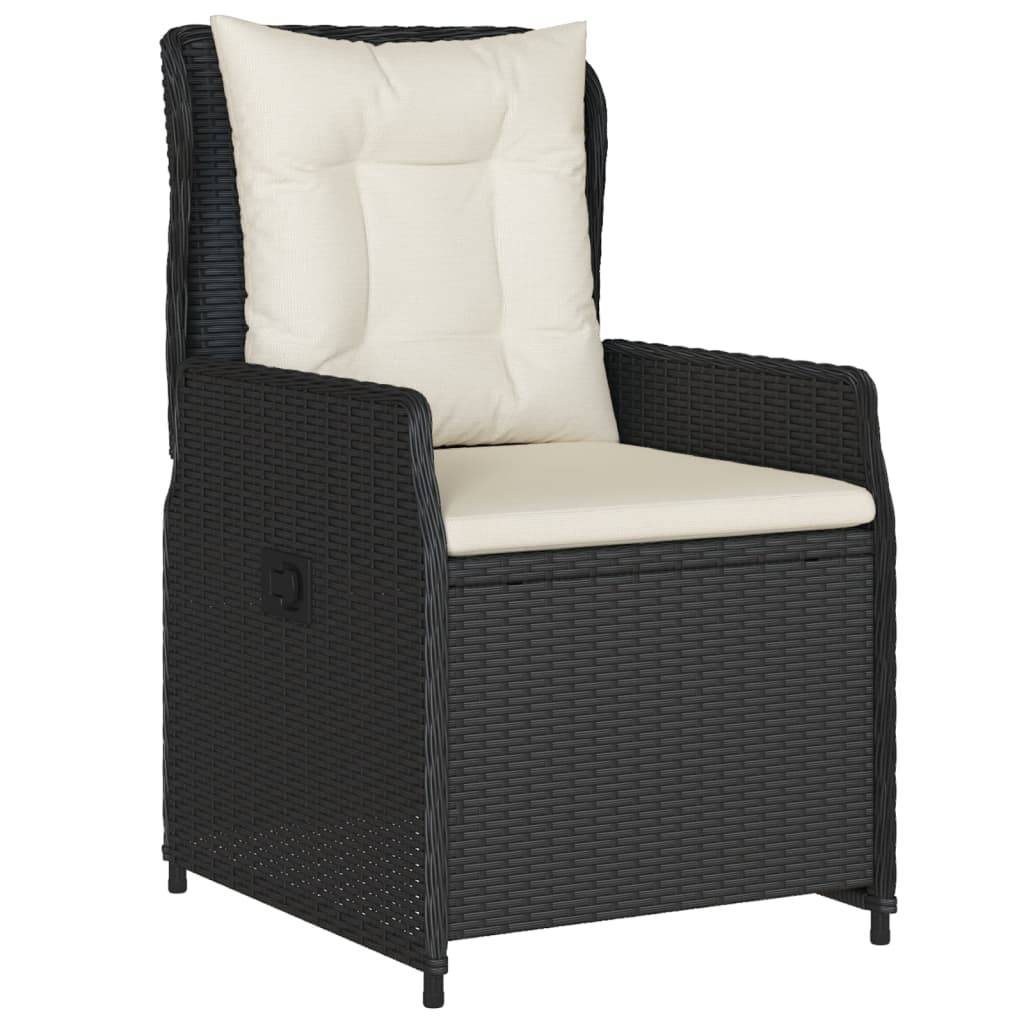vidaXL 3-tlg. Garten-Essgruppe mit Kissen Schwarz Poly Rattan