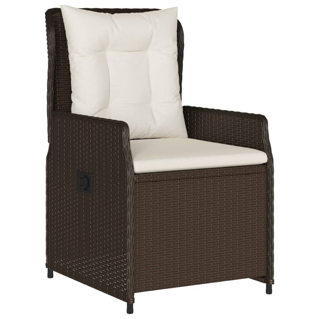 vidaXL 7-tlg. Garten-Essgruppe mit Kissen Braun Poly Rattan