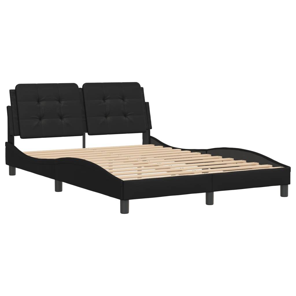 vidaXL Bettgestell ohne Matratze "Zadar" Schwarz 140x190 cm Kunstleder