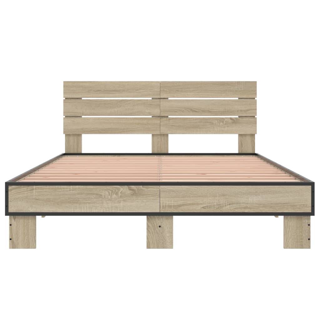 vidaXL Bettgestell Sonoma-Eiche 120x190 cm Holzwerkstoff und Metall