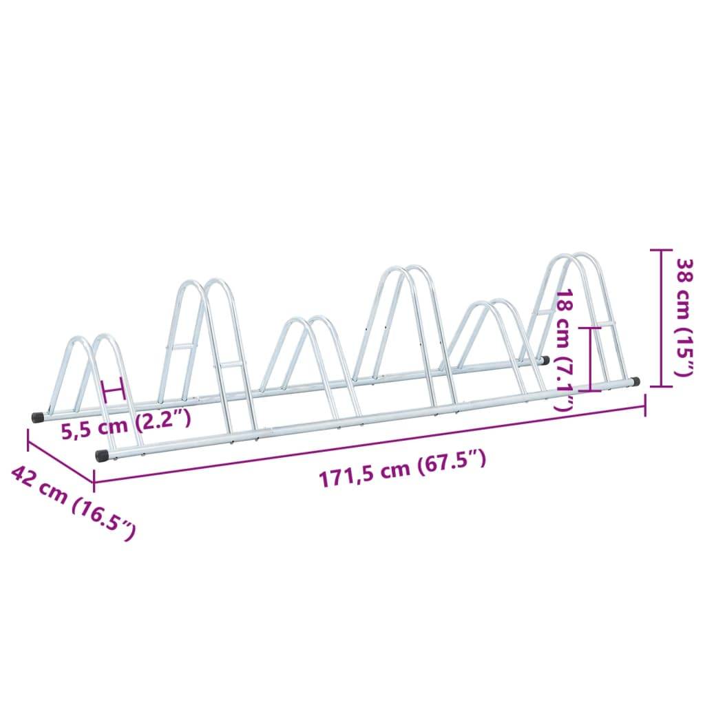 vidaXL Fahrradständer für 6 Fahrräder Freistehend Verzinkter Stahl
