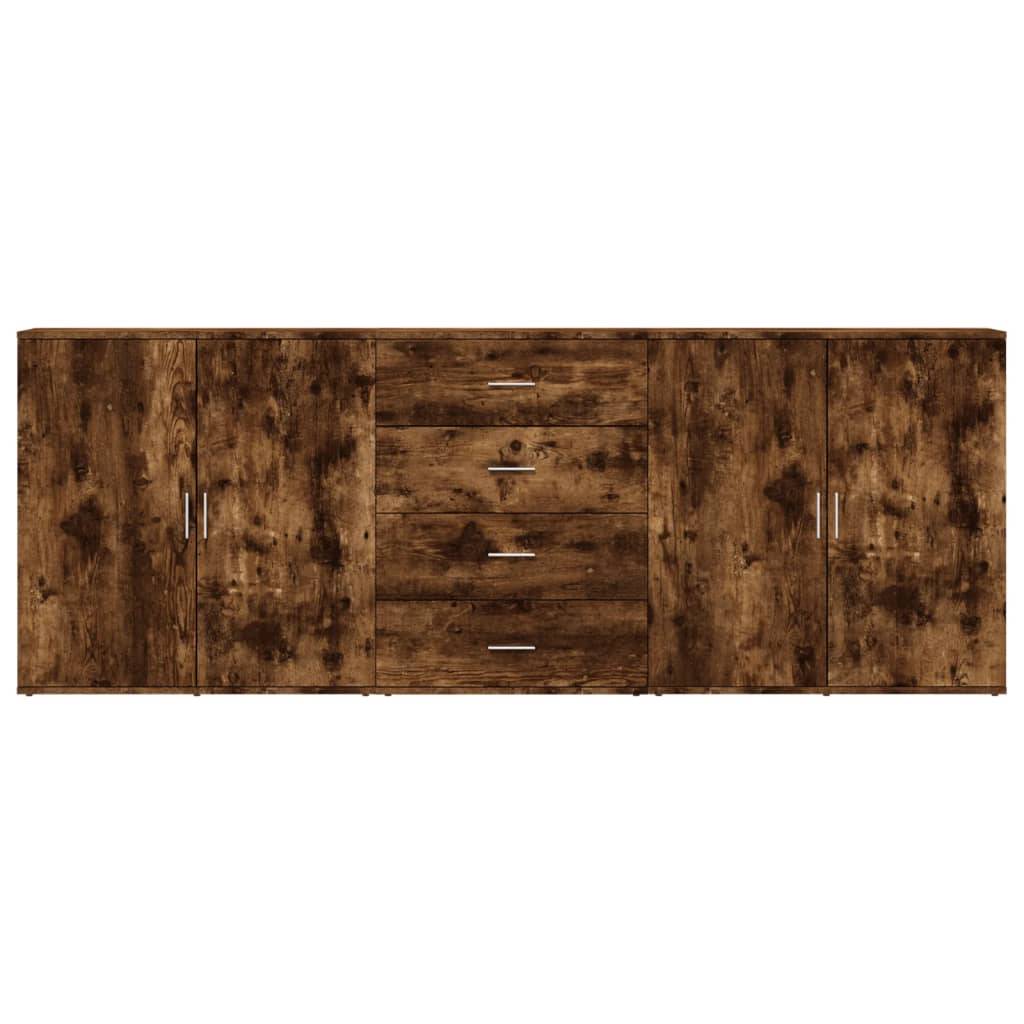 vidaXL Sideboards 3 Stk. Räuchereiche Holzwerkstoff