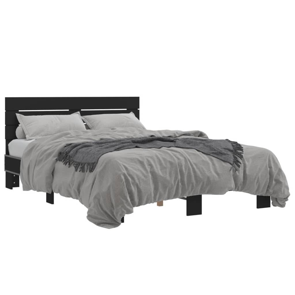 vidaXL Bettgestell Schwarz 140x200 cm Holzwerkstoff und Metall