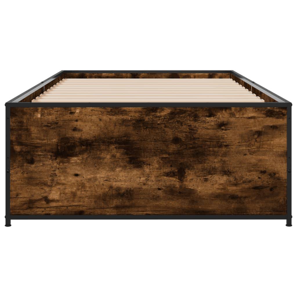 vidaXL Bettgestell Räuchereiche 90x190 cm Holzwerkstoff und Metall