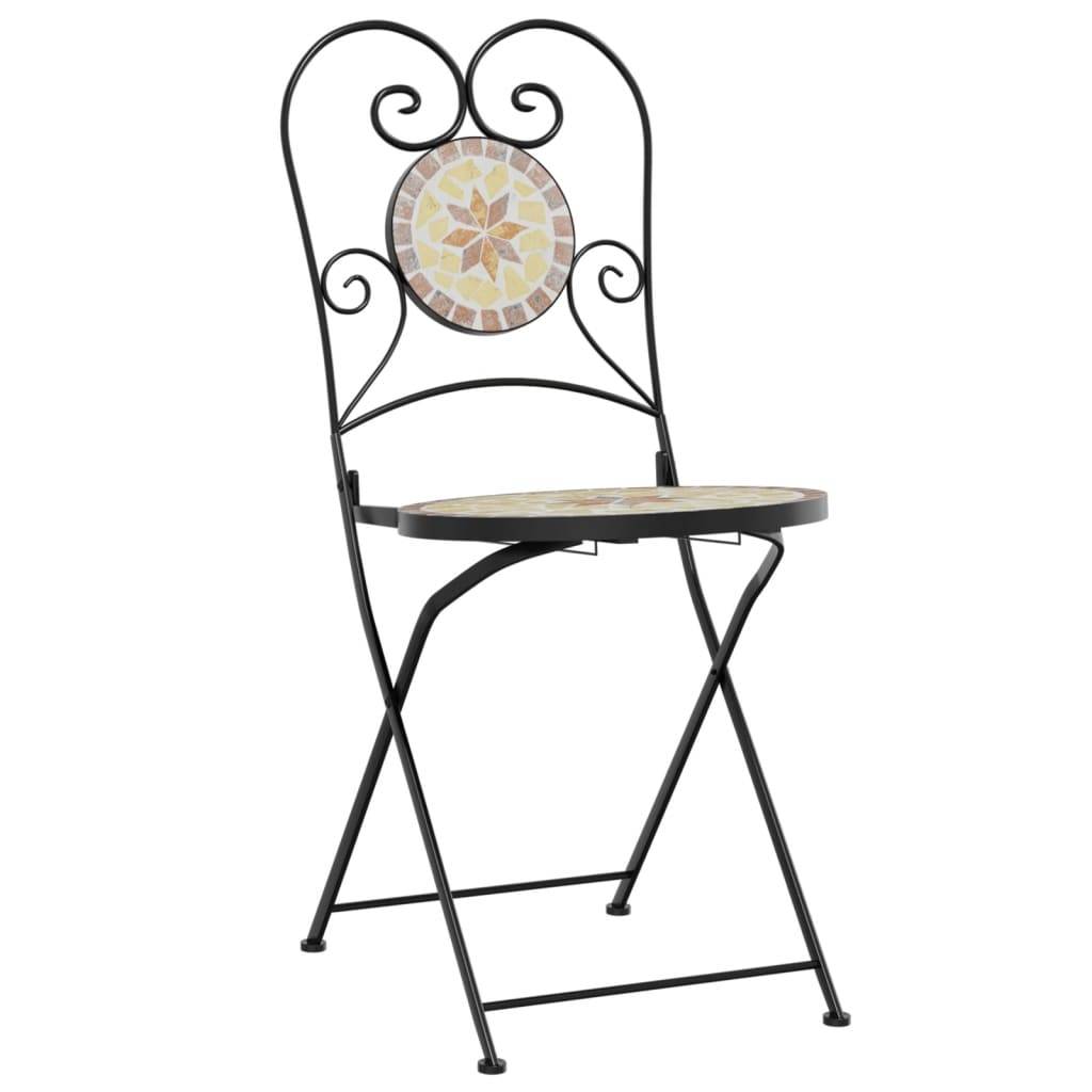 vidaXL Mosaik-Bistro-Set Terrakottarot und Weiß Eisen und Keramik