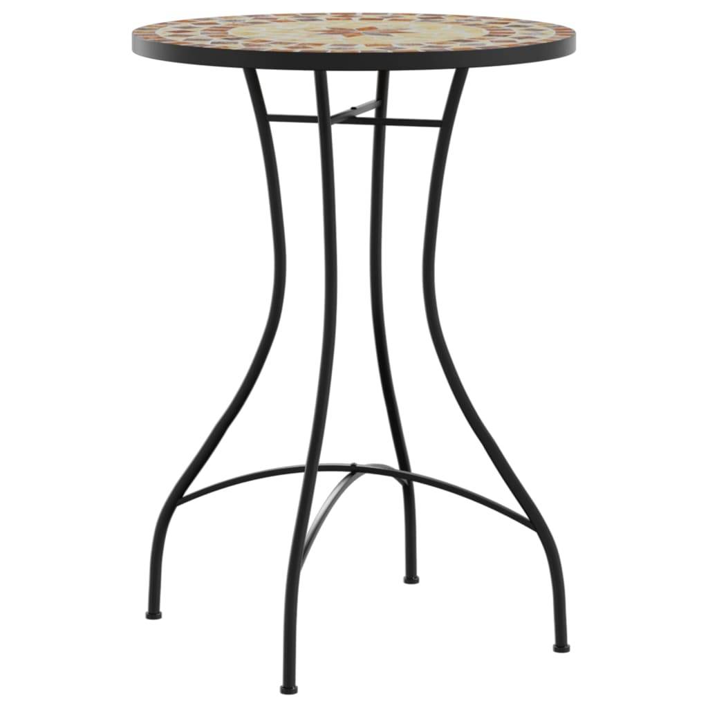 vidaXL Mosaik-Bistro-Set Terrakottarot und Weiß Eisen und Keramik