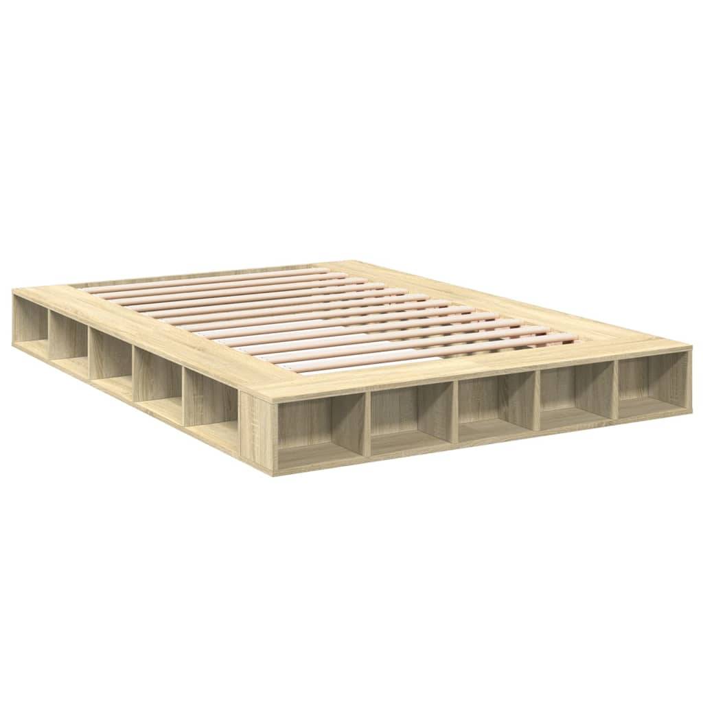 vidaXL Bettgestell Sonoma-Eiche 140x200 cm Holzwerkstoff