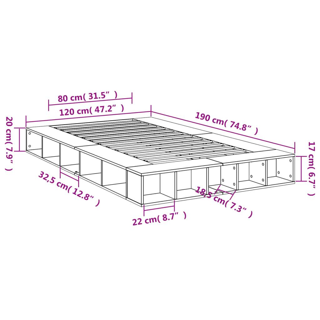 vidaXL Bettgestell Räuchereiche 120x190 cm Holzwerkstoff