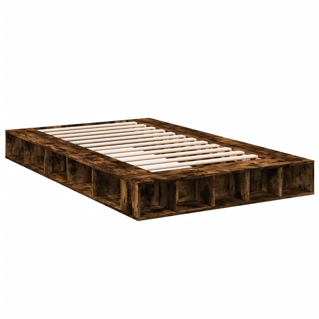 vidaXL Bettgestell Räuchereiche 120x190 cm Holzwerkstoff