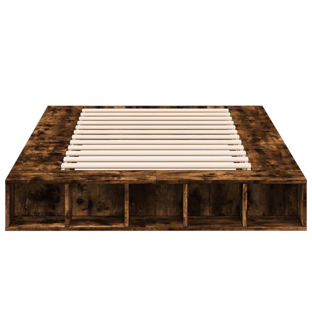 vidaXL Bettgestell Räuchereiche 120x190 cm Holzwerkstoff