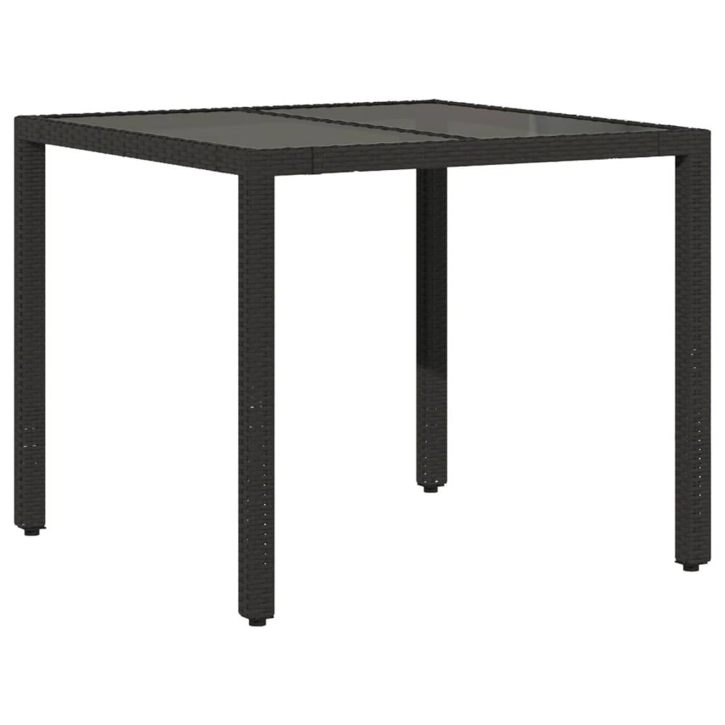 vidaXL 5-tlg. Garten-Essgruppe mit Kissen Schwarz Poly Rattan und Glas