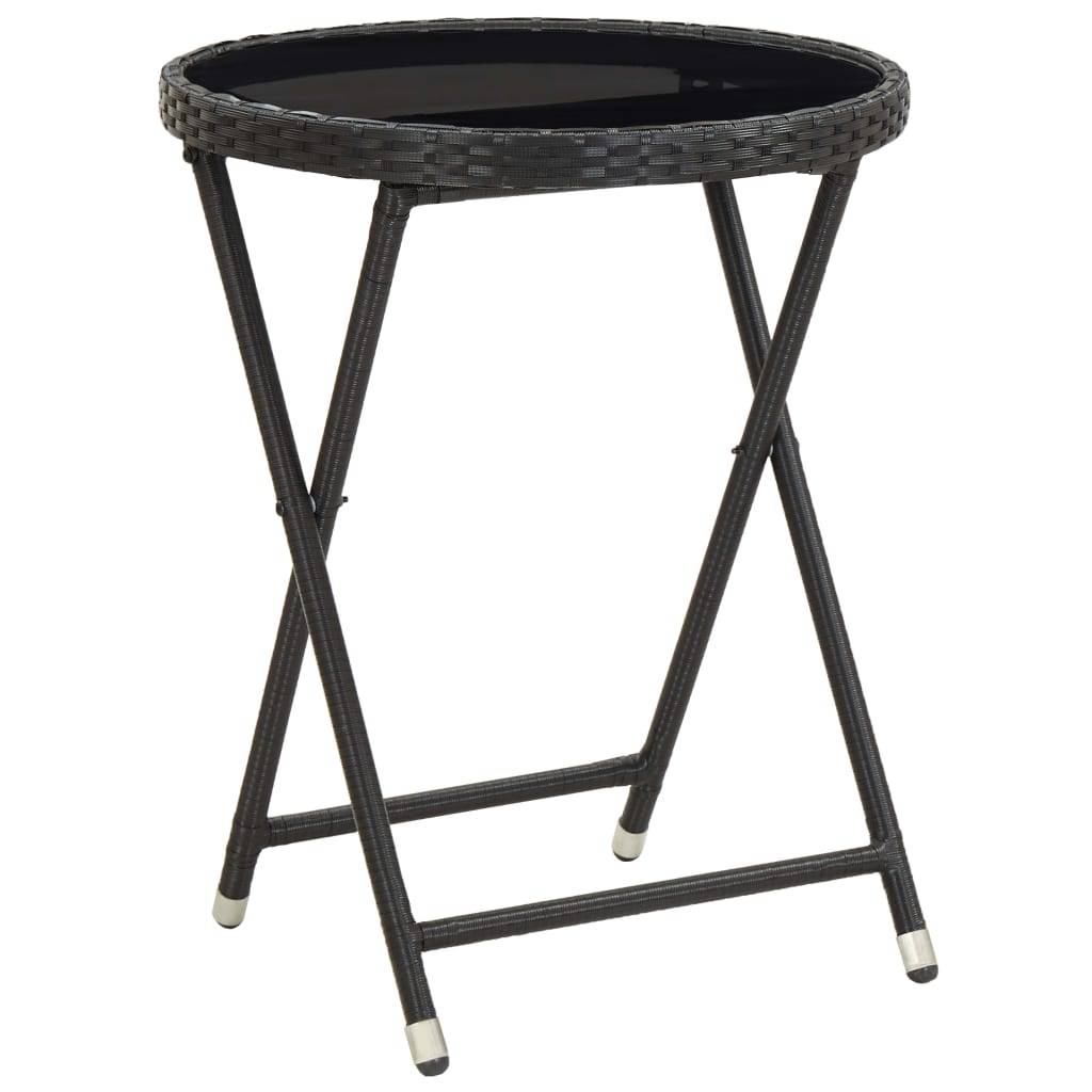 vidaXL 3-tlg. Bistro-Set mit Kissen Schwarz Poly Rattan und Glas