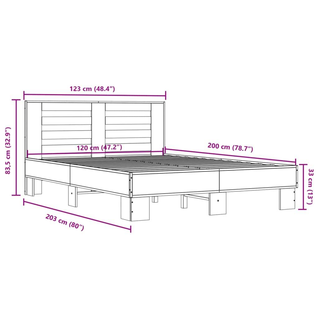 vidaXL Bettgestell Schwarz 120x200 cm Holzwerkstoff und Metall