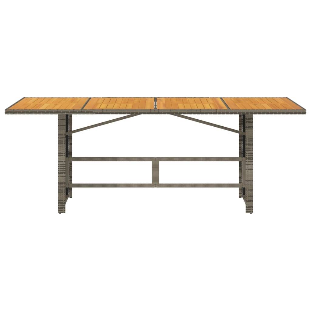 vidaXL Gartentisch mit Akazienholz-Platte Grau 190x80x75cm Poly Rattan