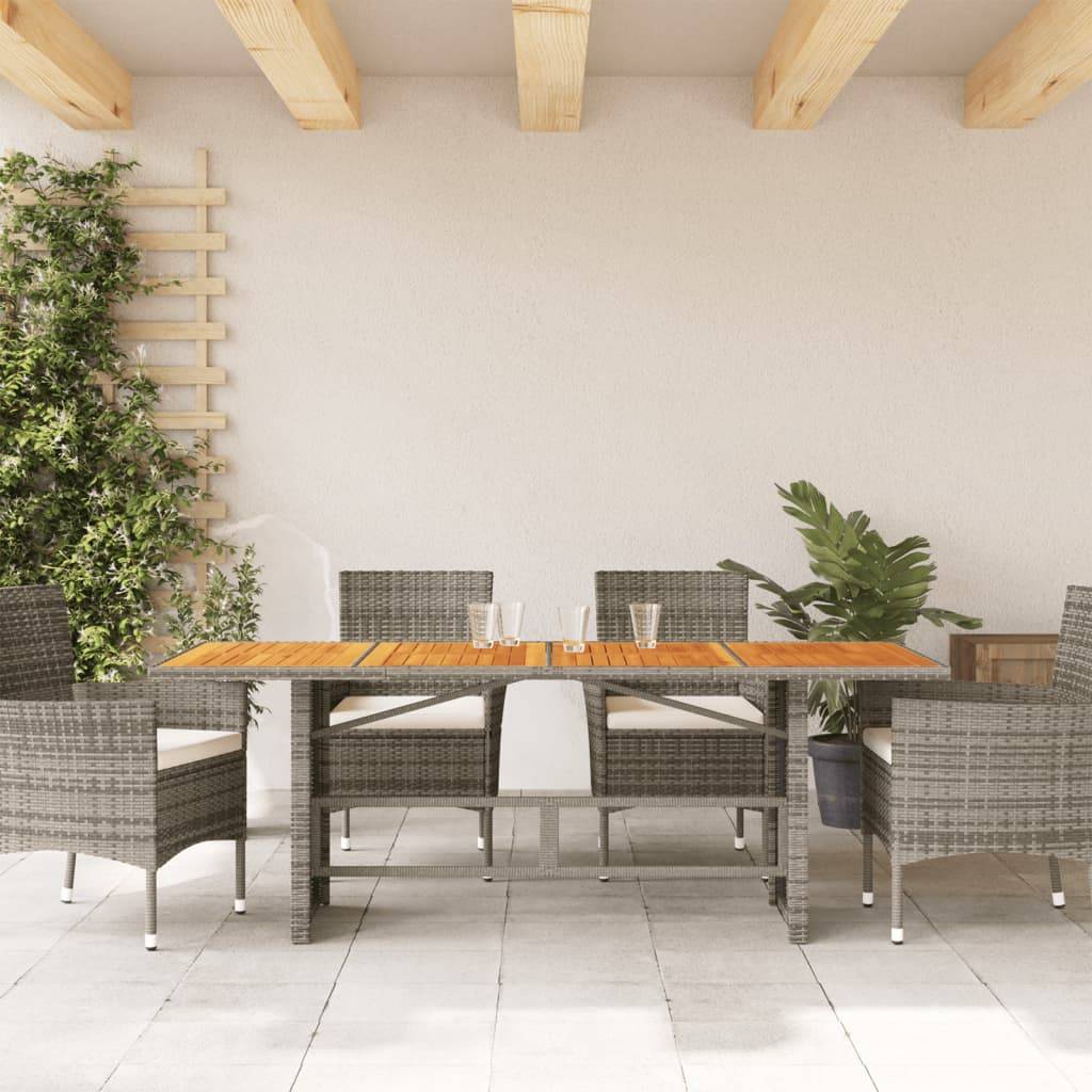 vidaXL Gartentisch mit Akazienholz-Platte Grau 190x80x75cm Poly Rattan