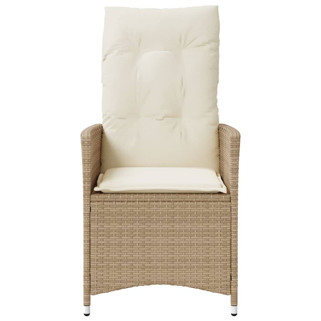 vidaXL Gartensessel mit Kissen Verstellbar Beige Poly Rattan