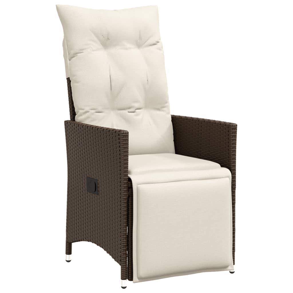 vidaXL 7-tlg. Garten-Bistro-Set mit Kissen Braun Poly Rattan