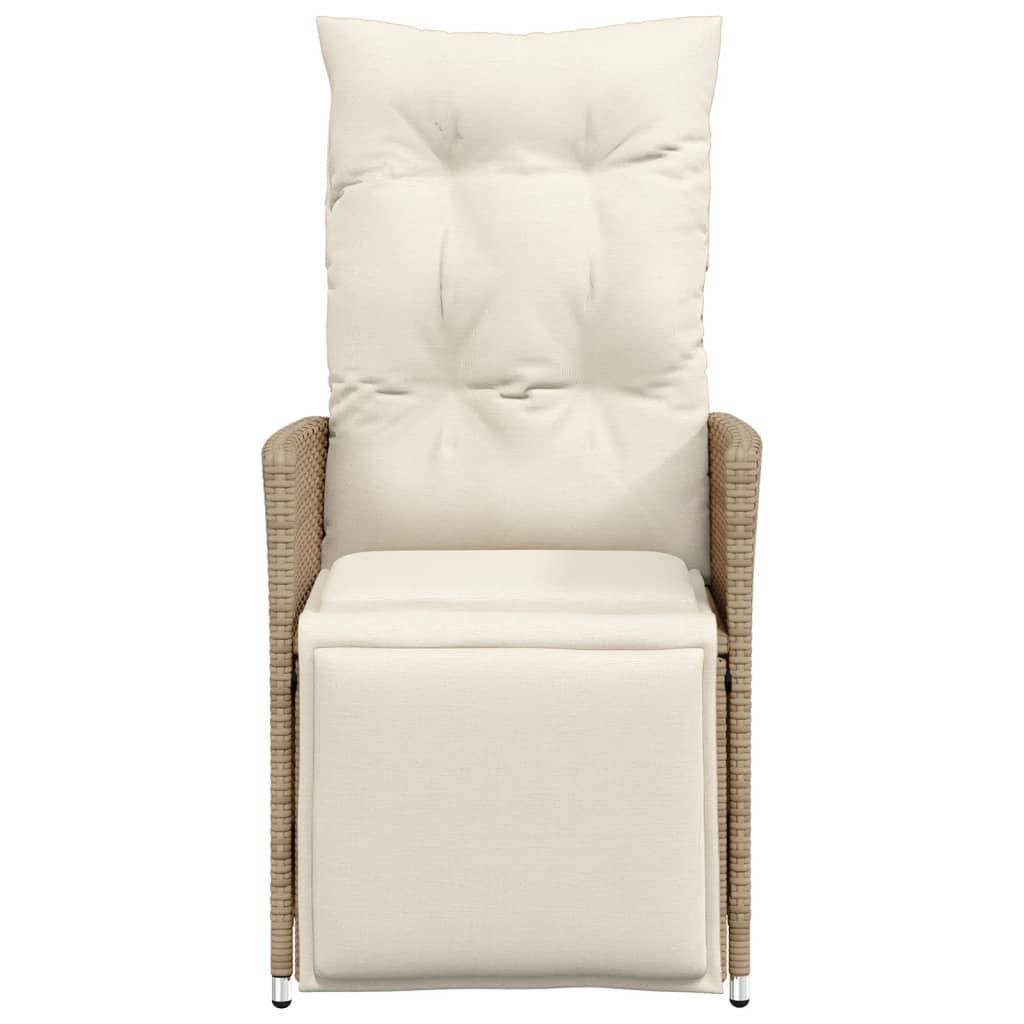 vidaXL Gartensessel mit Kissen 2 Stk. Verstellbar Beige Poly Rattan