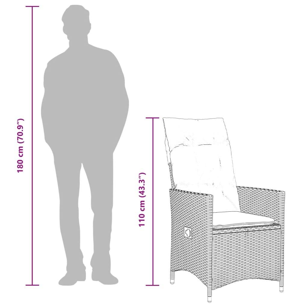 vidaXL Gartensessel mit Kissen 2 Stk. Verstellbar Beige Poly Rattan