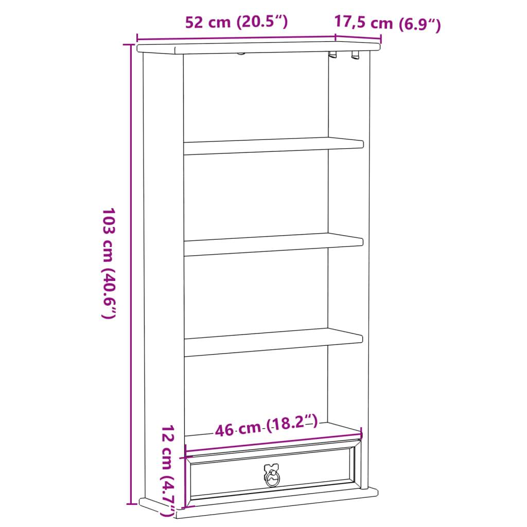vidaXL CD-Schrank Corona 52x17,5x103 cm Massivholz Kiefer