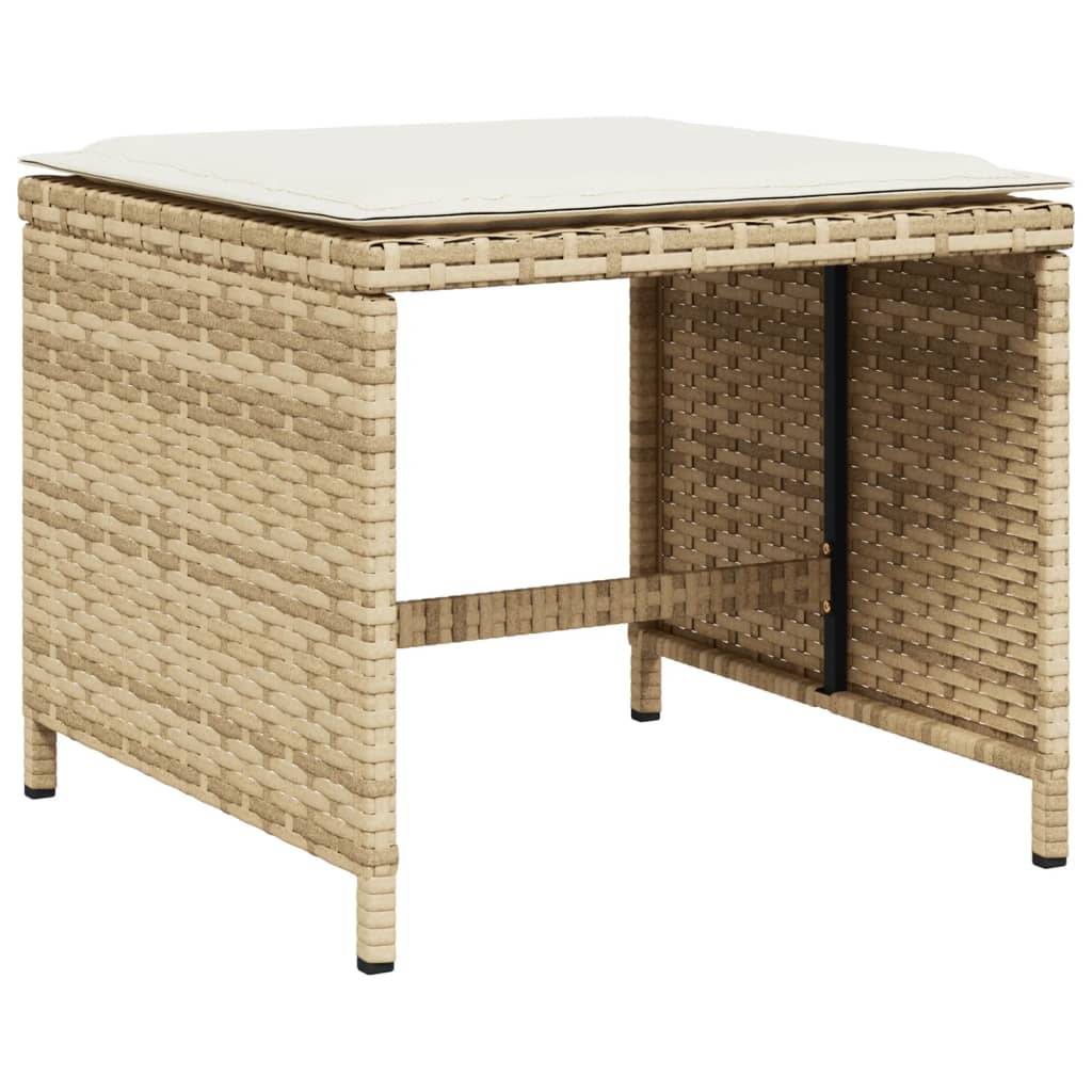 vidaXL 17-tlg. Garten-Essgruppe mit Kissen Beige Poly Rattan