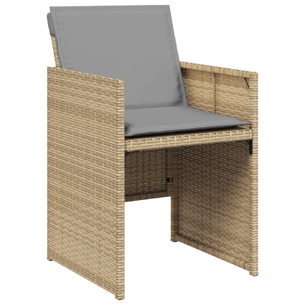 vidaXL 13-tlg. Garten-Essgruppe mit Kissen Beigemischung Poly Rattan