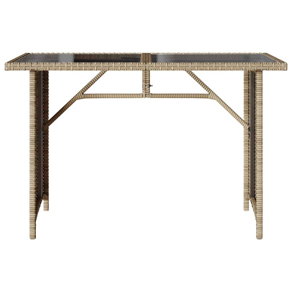 vidaXL Gartentisch mit Glasplatte Beige 110x68x70 cm Poly Rattan