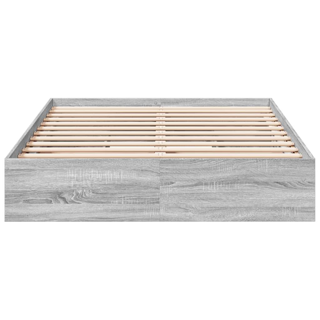 vidaXL Bettgestell mit Schubladen Grau Sonoma 120x190 cm Holzwerkstoff