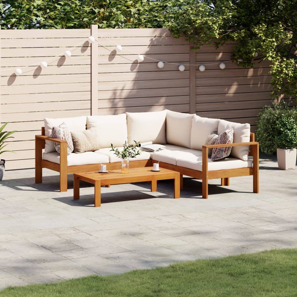 vidaXL 4-tlg. Garten-Sofagarnitur mit Kissen Massivholz Akazie