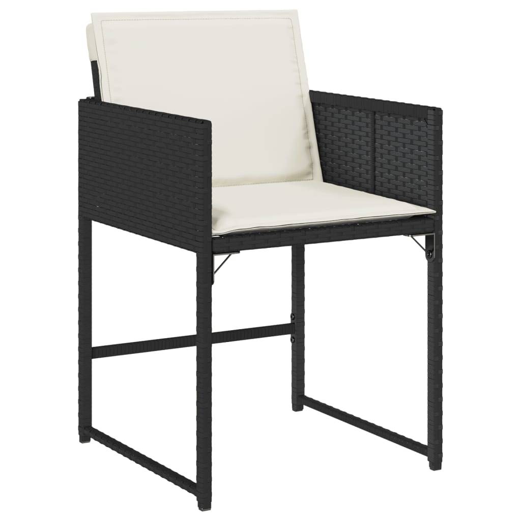 vidaXL 9-tlg. Garten-Essgruppe mit Kissen Schwarz Poly Rattan