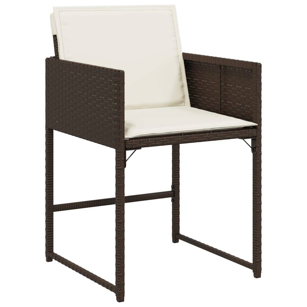 vidaXL 7-tlg. Garten-Essgruppe mit Kissen Braun Poly Rattan