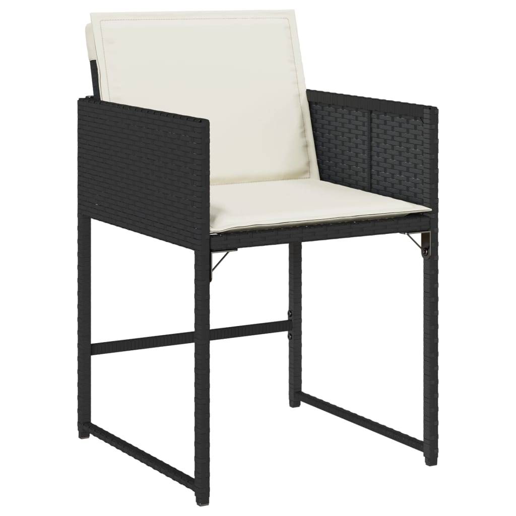 vidaXL 15-tlg. Garten-Essgruppe mit Kissen Schwarz Poly Rattan