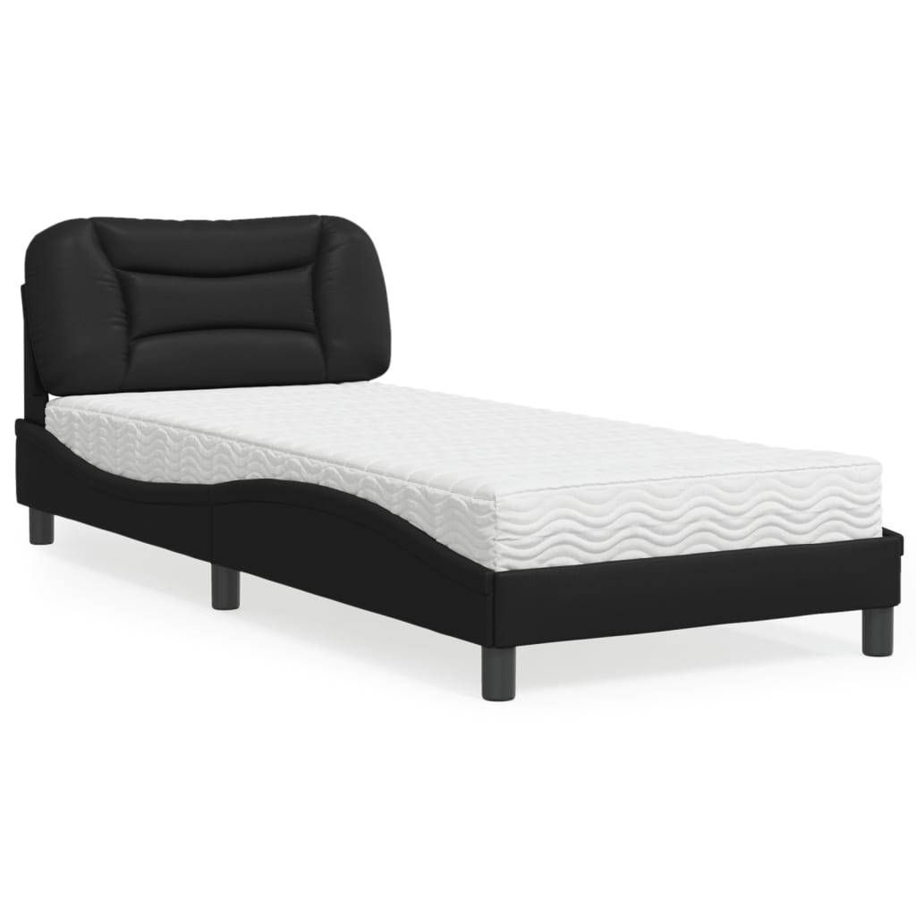 vidaXL Bett mit Matratze "Hvar" Schwarz 90x190 cm Kunstleder
