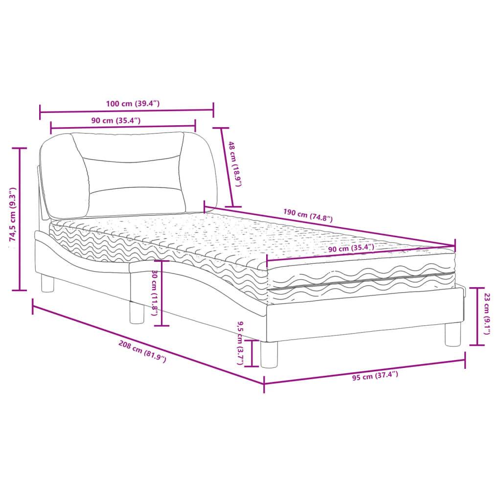 vidaXL Bett mit Matratze "Hvar" Schwarz 90x190 cm Kunstleder