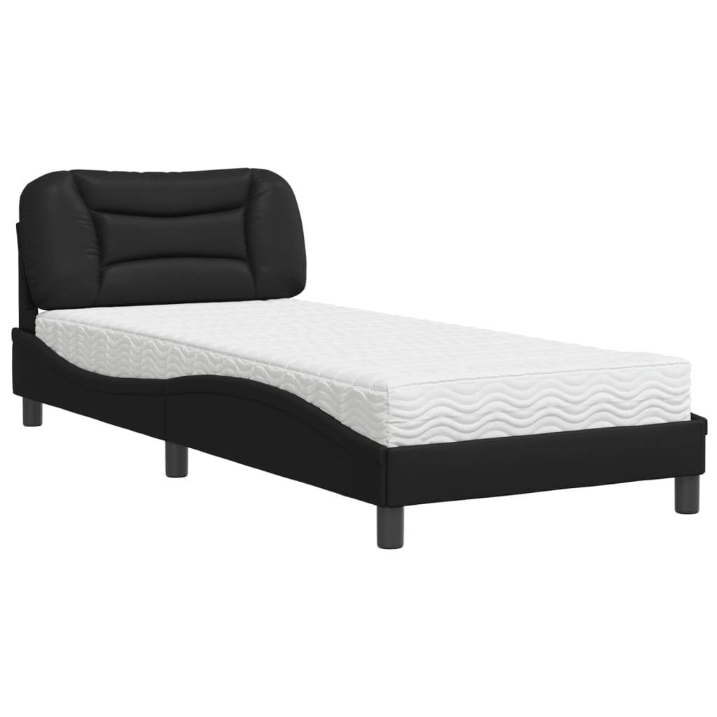 vidaXL Bett mit Matratze "Hvar" Schwarz 90x190 cm Kunstleder