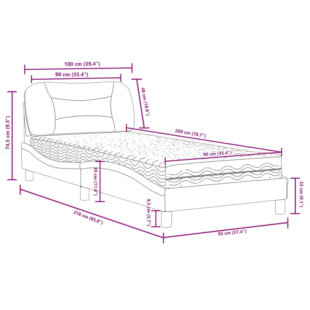 vidaXL Bett mit Matratze "Hvar" Schwarz und Weiß 90x200 cm Kunstleder