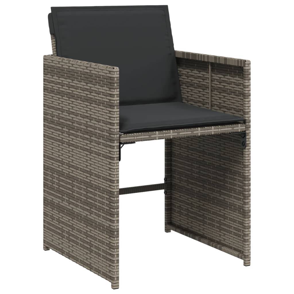 vidaXL 17-tlg. Garten-Essgruppe mit Kissen Grau Poly Rattan