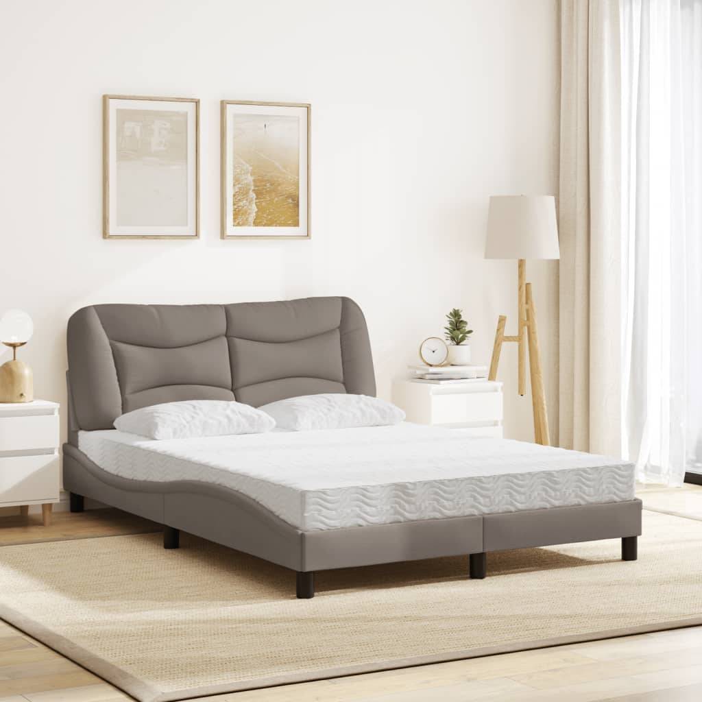 vidaXL Bett mit Matratze "Hvar" Taupe 140x200 cm Stoff