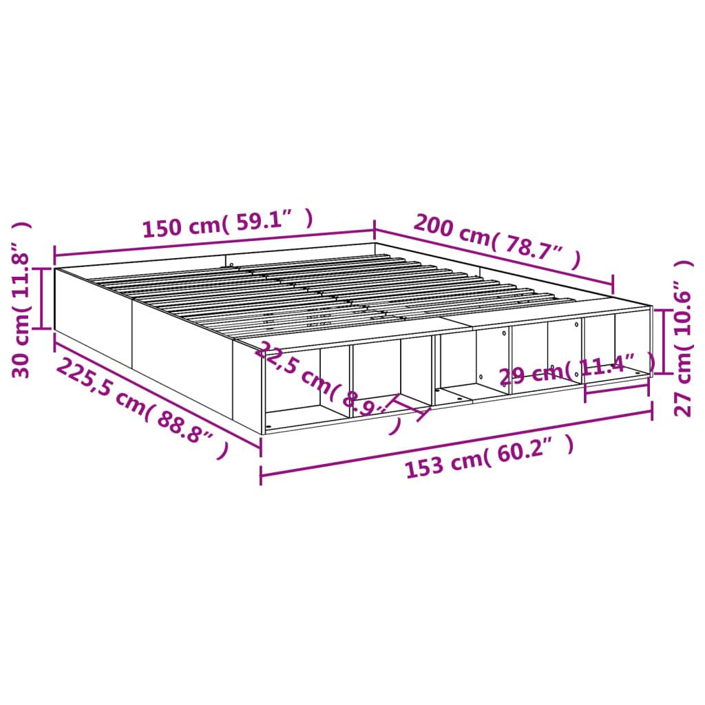 vidaXL Bettgestell Schwarz 150x200 cm Holzwerkstoff