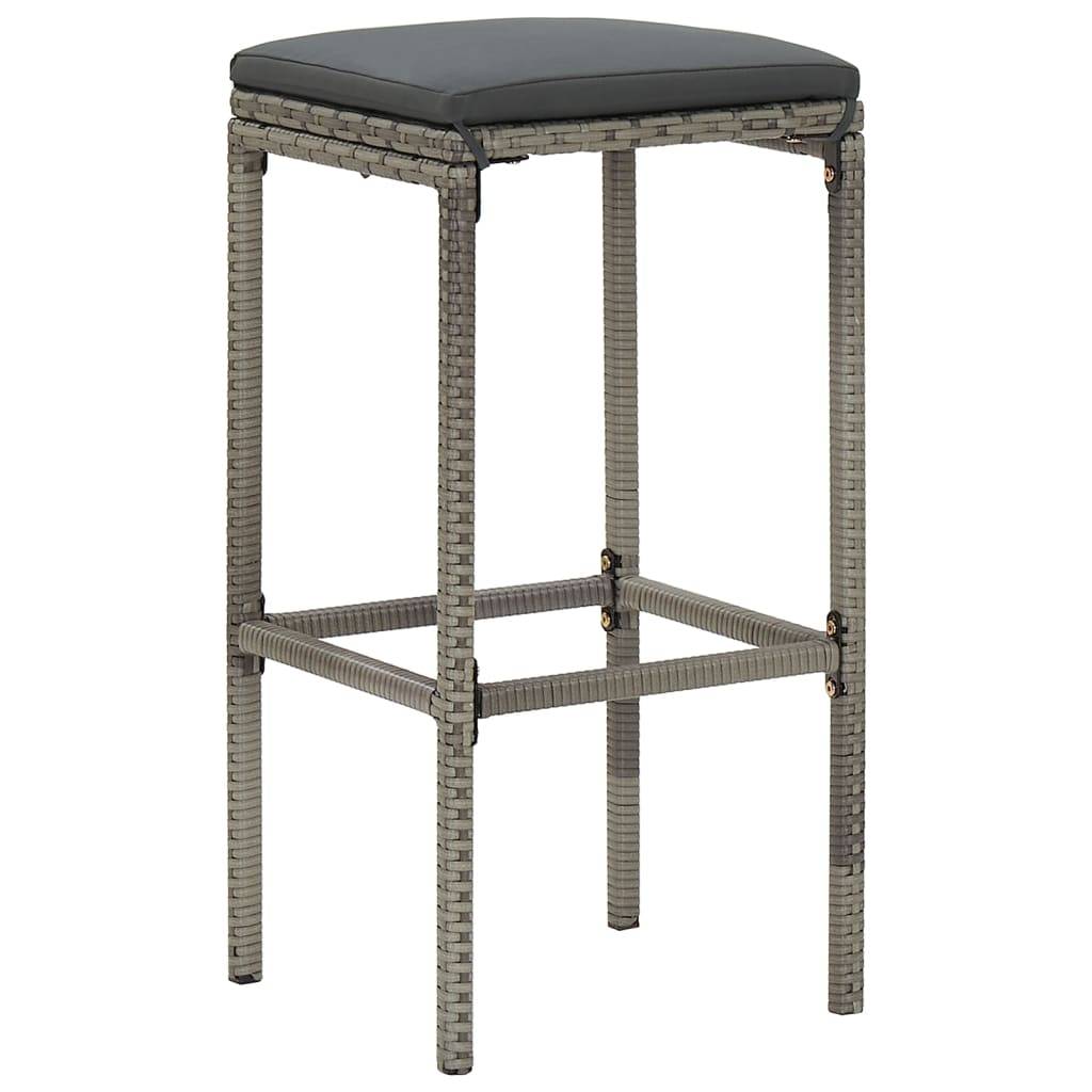 vidaXL 3-tlg. Gartenbar-Set Grau Massivholz Akazie und Poly Rattan
